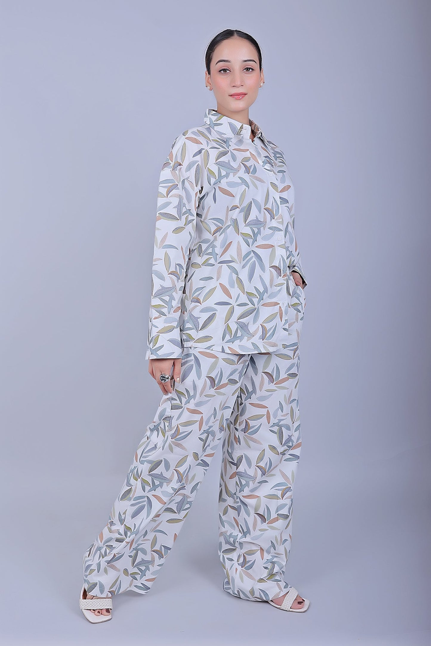 Bluebird Women's Printed Co-ord Set Gentle Leaf - Swadesiicart