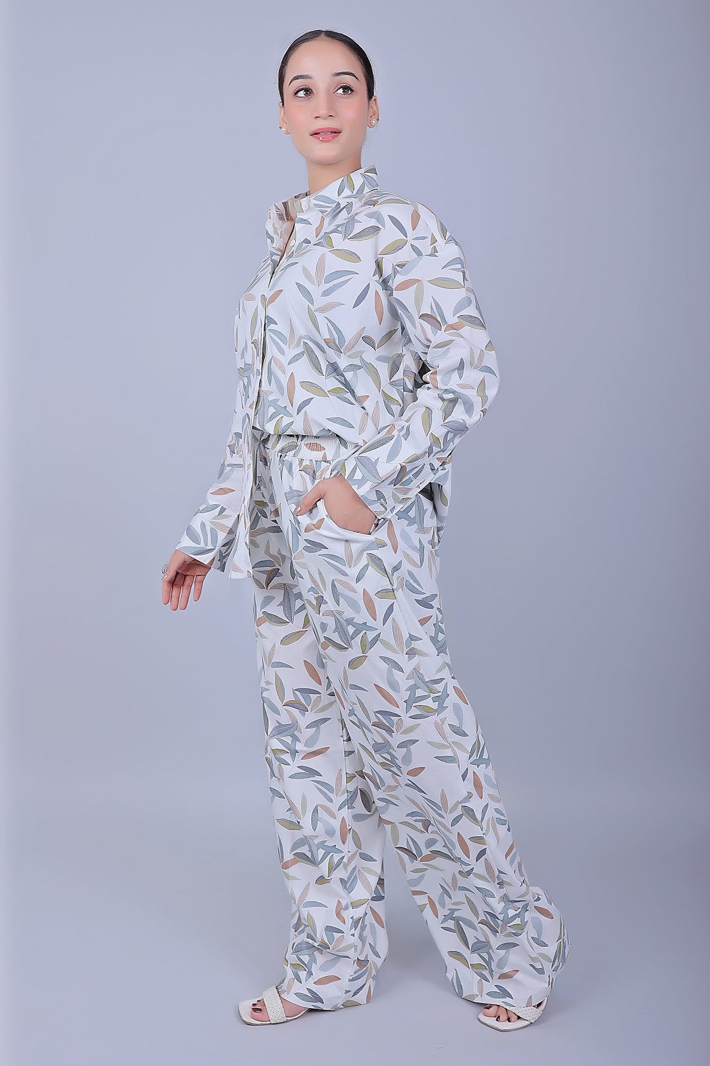 Bluebird Women's Printed Co-ord Set Gentle Leaf - Swadesiicart