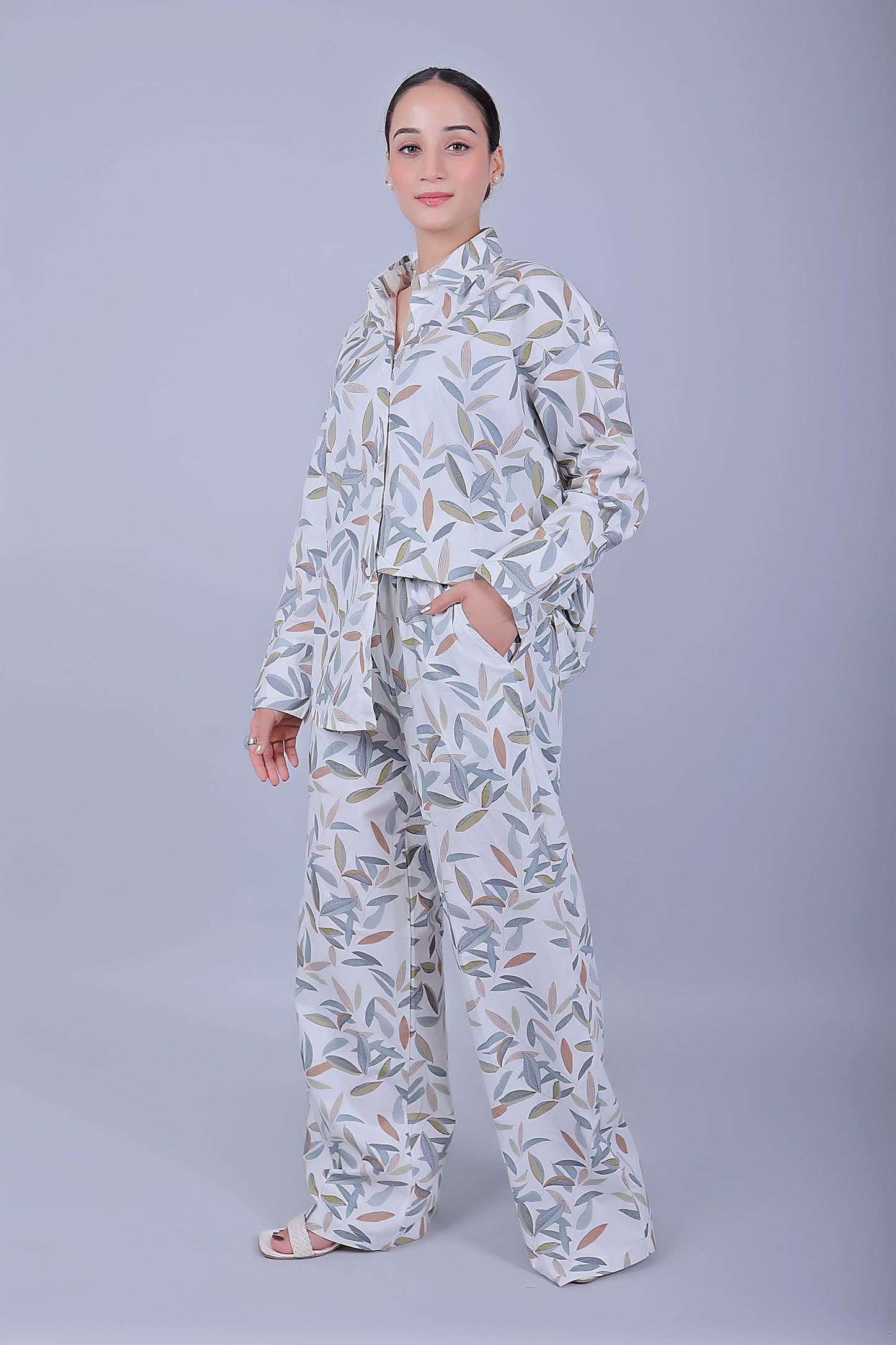 Bluebird Women's Printed Co-ord Set Gentle Leaf - Swadesiicart