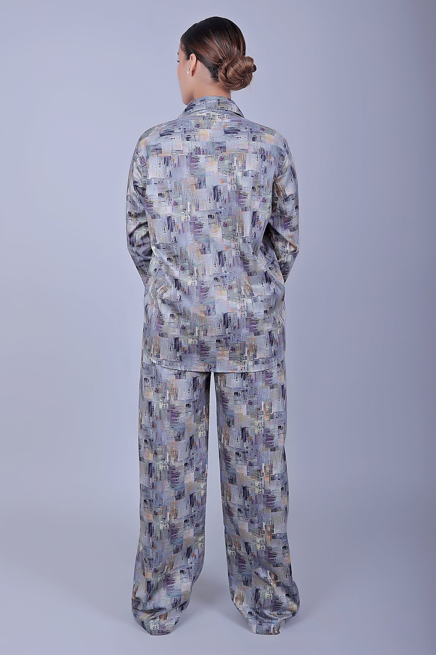 Bluebird Women's Printed Co-ord Set Grey - Swadesiicart