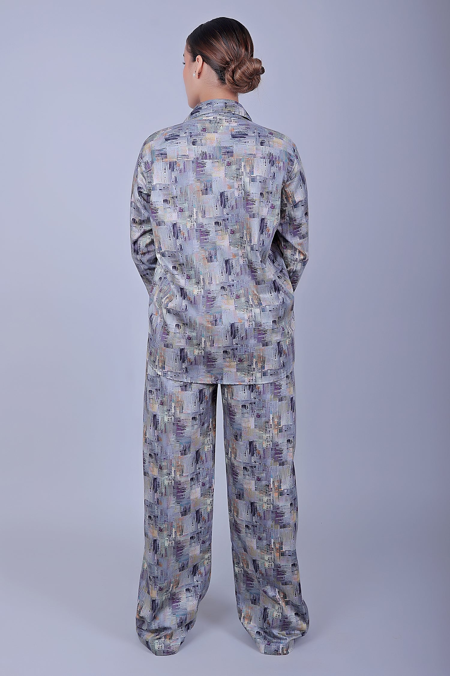 Bluebird Women's Printed Co-ord Set Grey - Swadesiicart