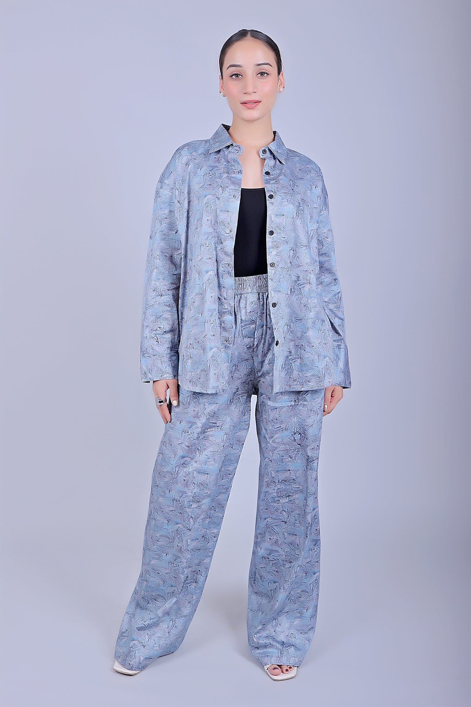 Bluebird Women's Printed Co-ord Set Rock Blue - Swadesiicart