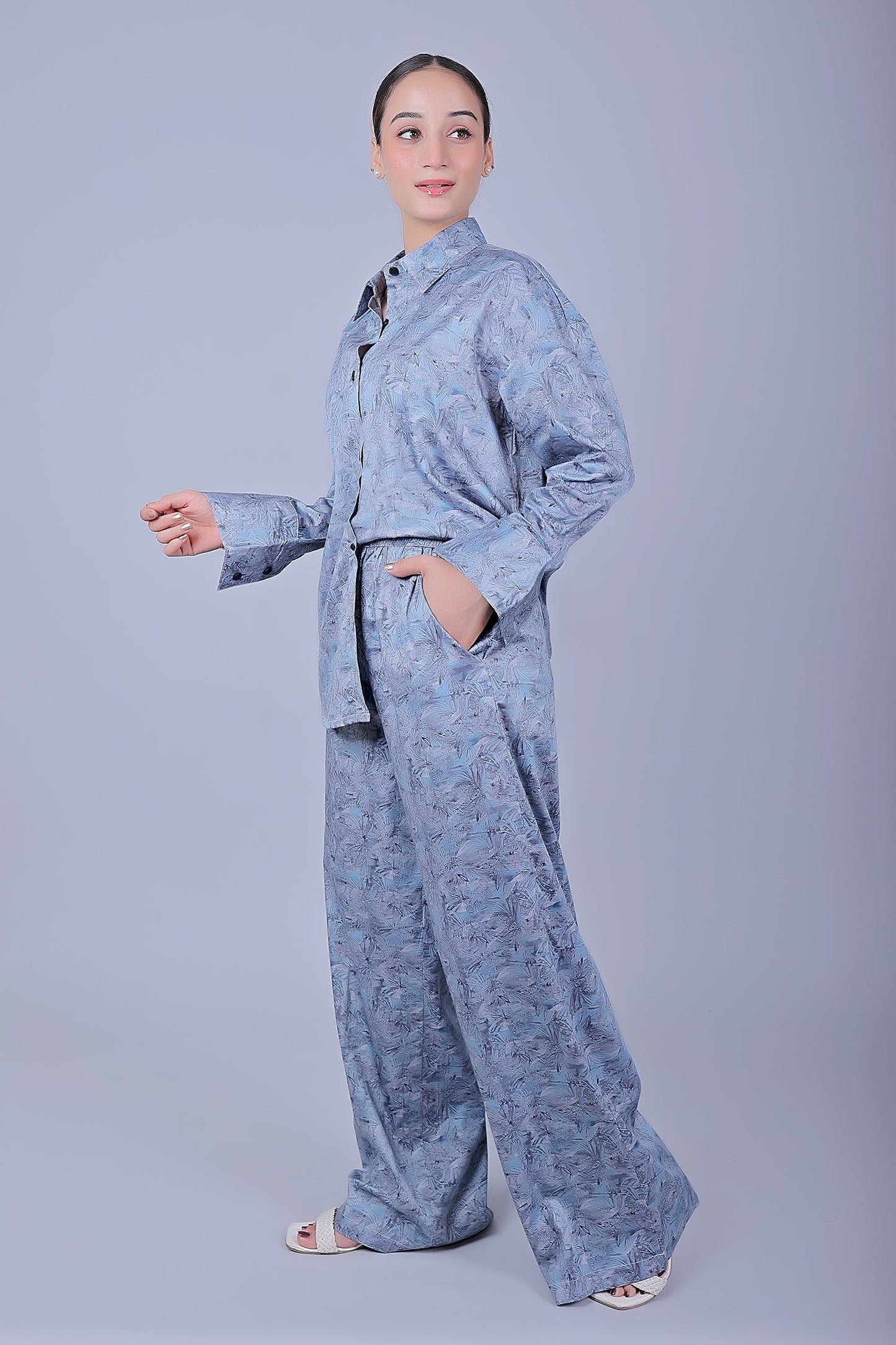 Bluebird Women's Printed Co-ord Set Rock Blue - Swadesiicart
