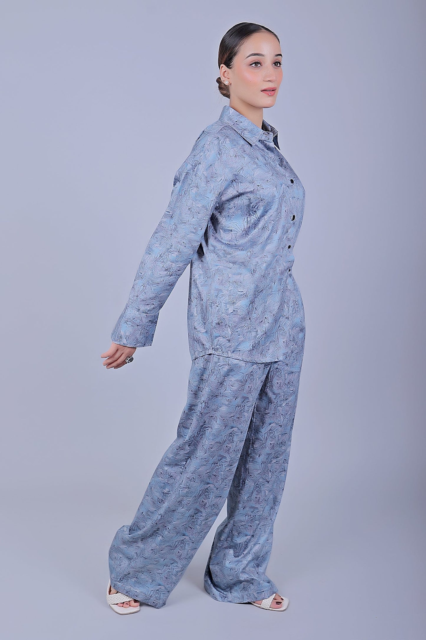Bluebird Women's Printed Co-ord Set Rock Blue - Swadesiicart