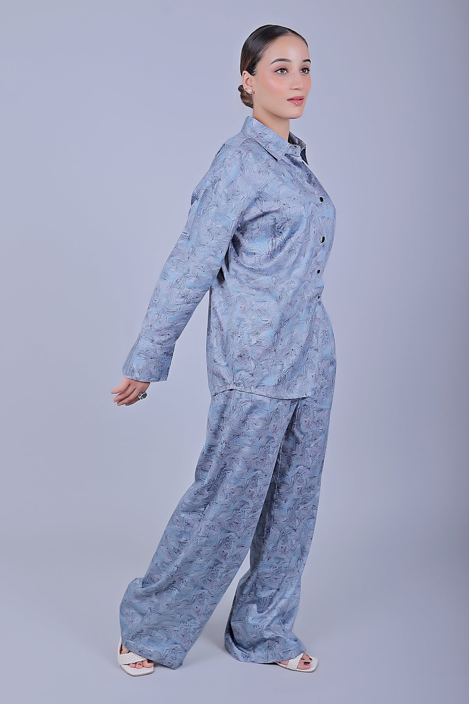 Bluebird Women's Printed Co-ord Set Rock Blue - Swadesiicart