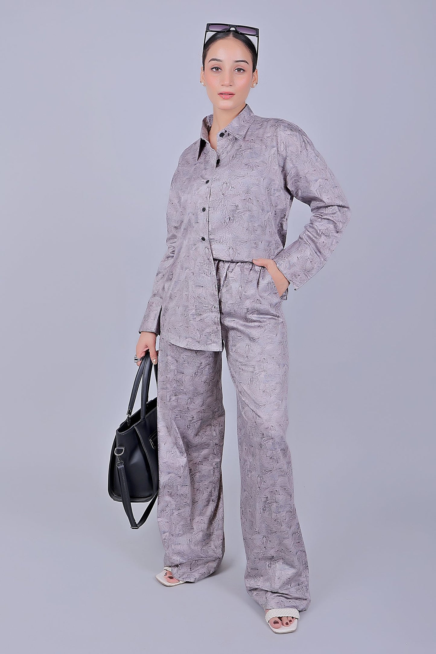 Bluebird Women's Printed Co-ord Set Lavender - Swadesiicart
