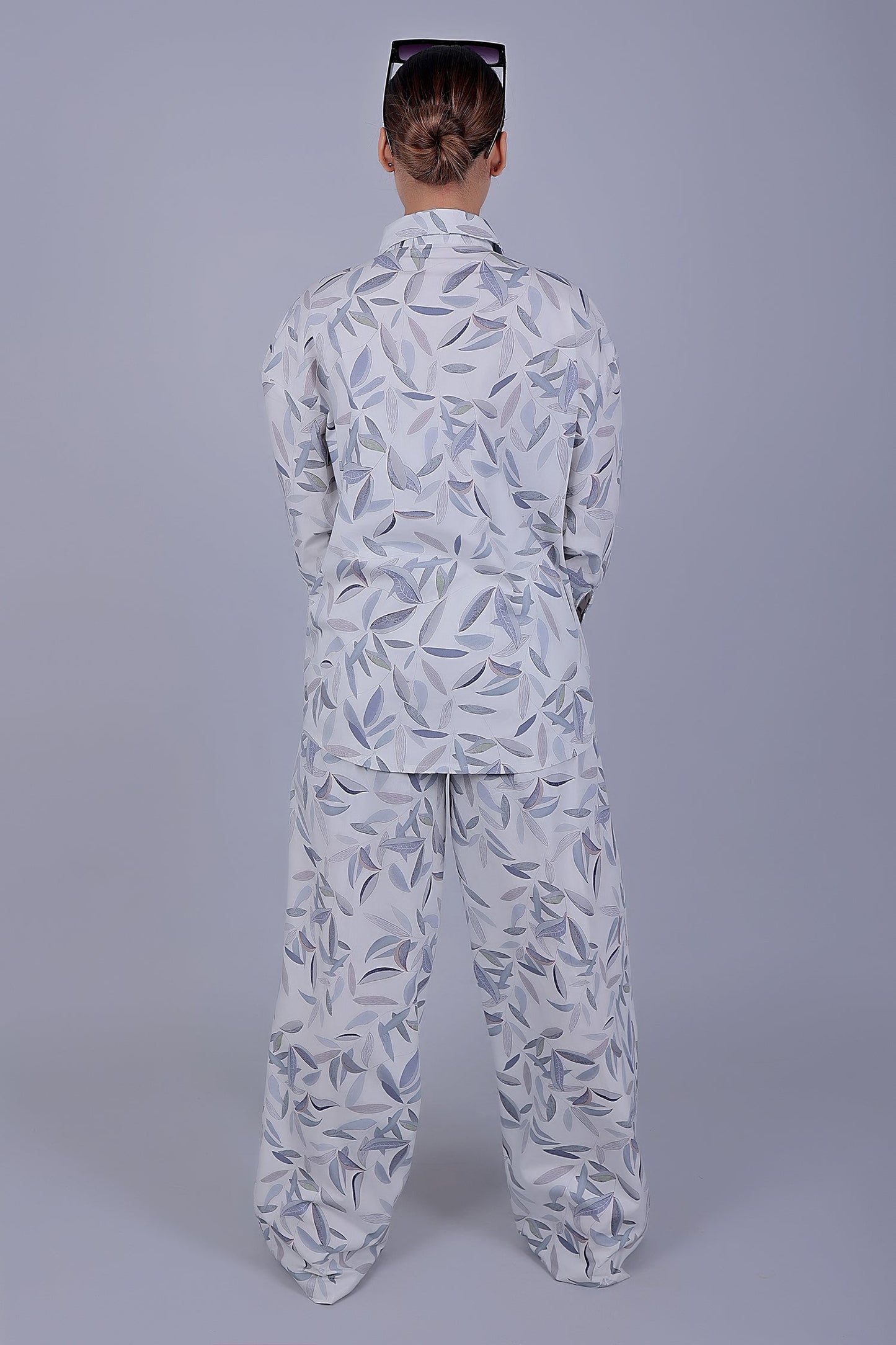 Bluebird Women's Printed Co-ord Set White Leaf - Swadesiicart