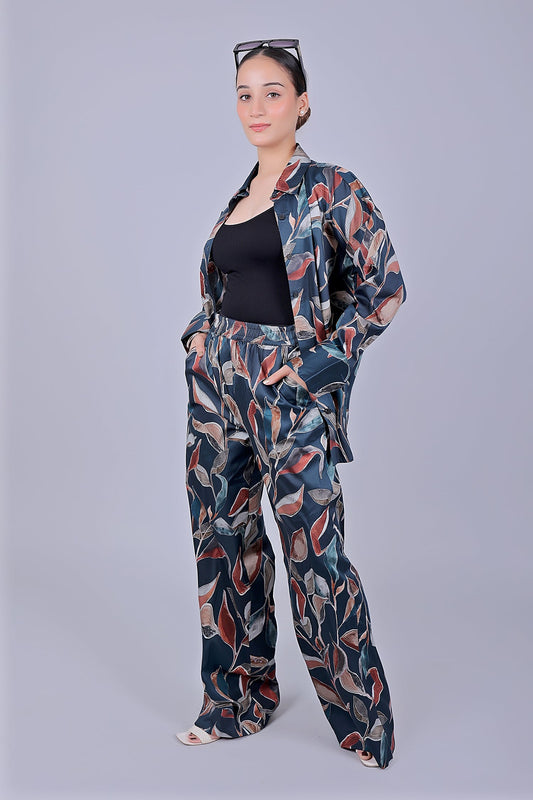 Bluebird Women's Printed Co-ord Set Dark Blue - Swadesiicart