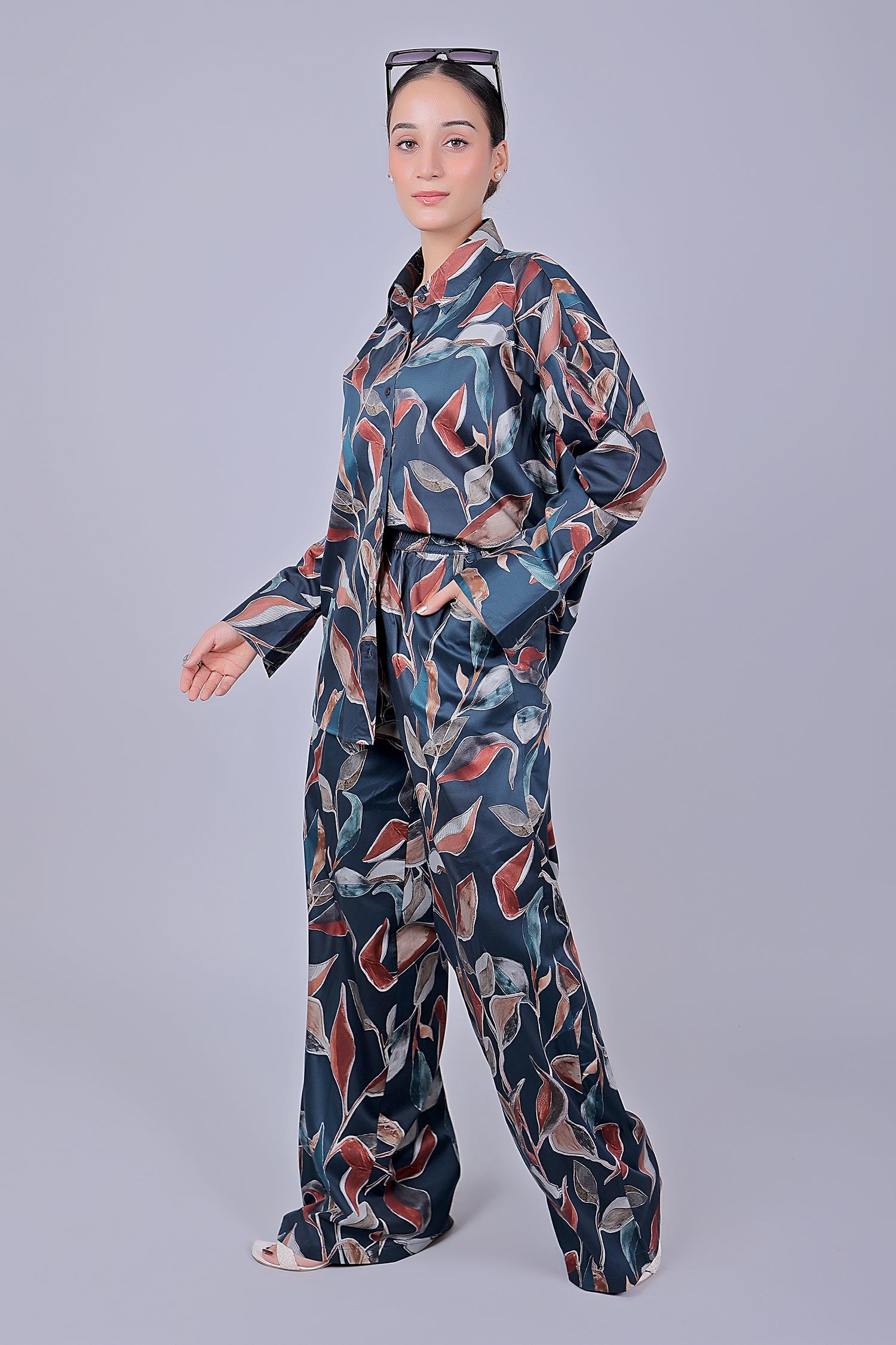 Bluebird Women's Printed Co-ord Set Dark Blue - Swadesiicart