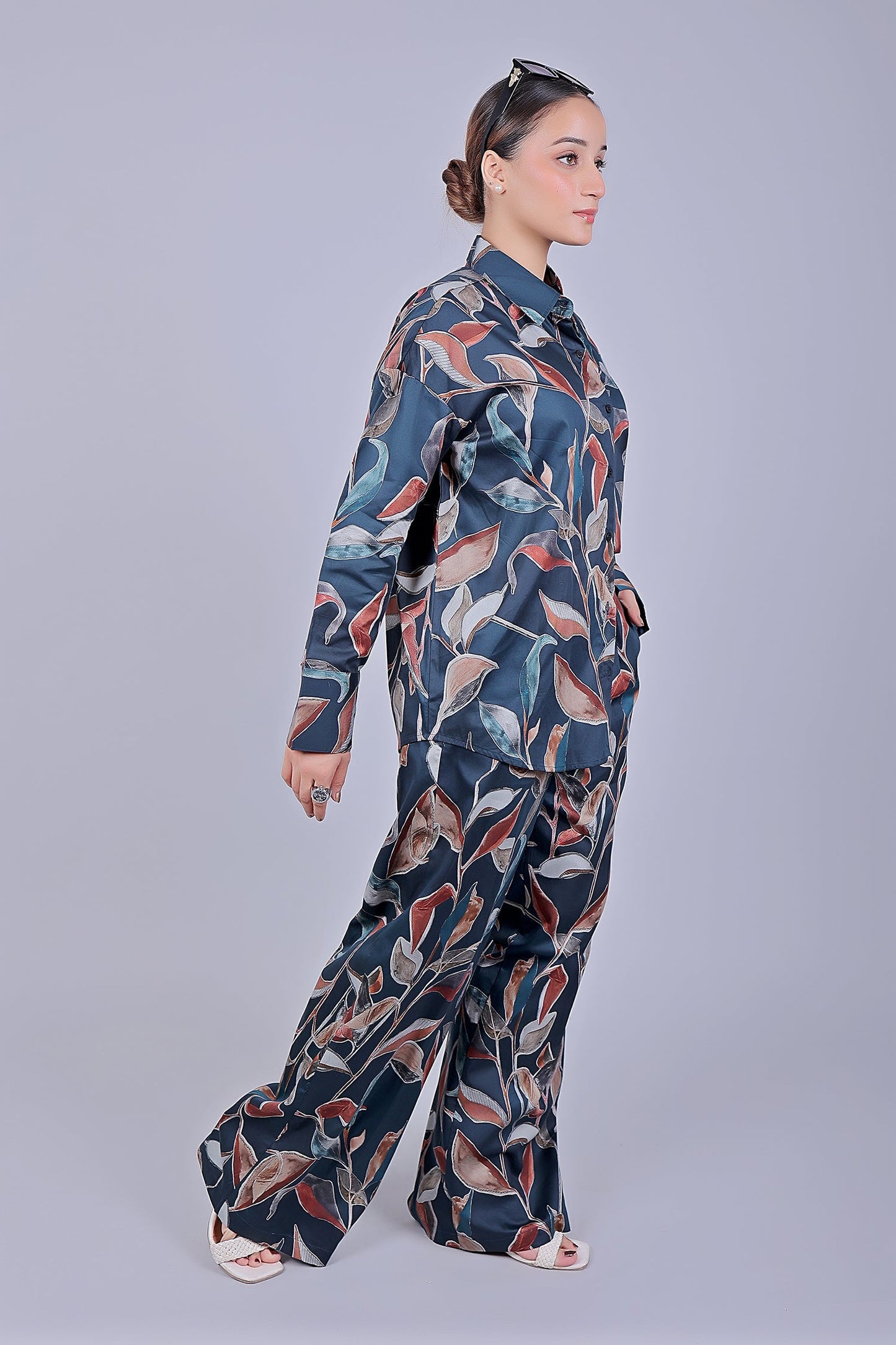 Bluebird Women's Printed Co-ord Set Dark Blue - Swadesiicart