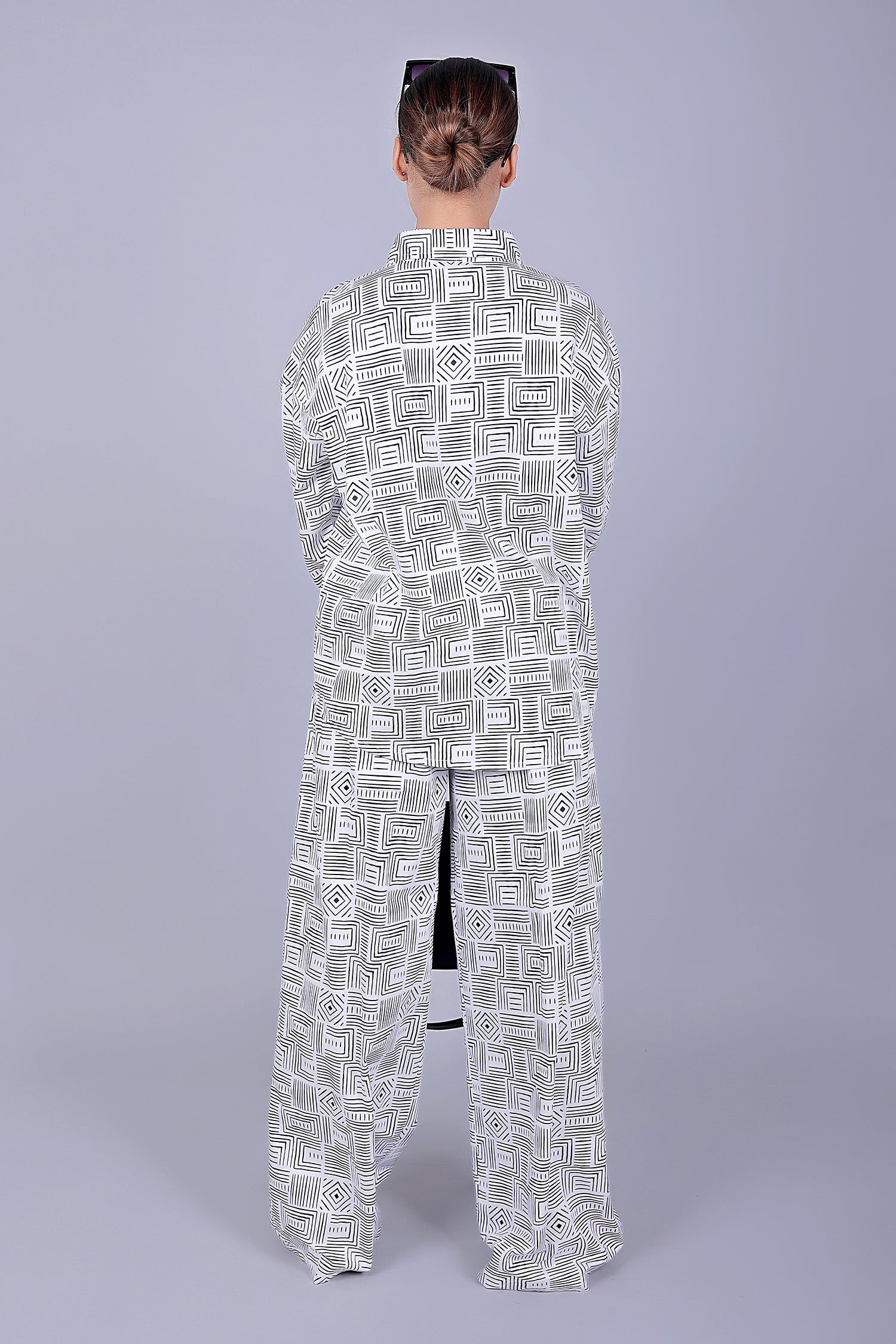 Bluebird Women's Printed Co-ord Set Black and White - Swadesiicart