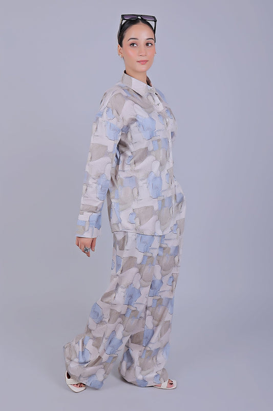 Bluebird Women's Printed Co-ord Set Grey - Swadesiicart