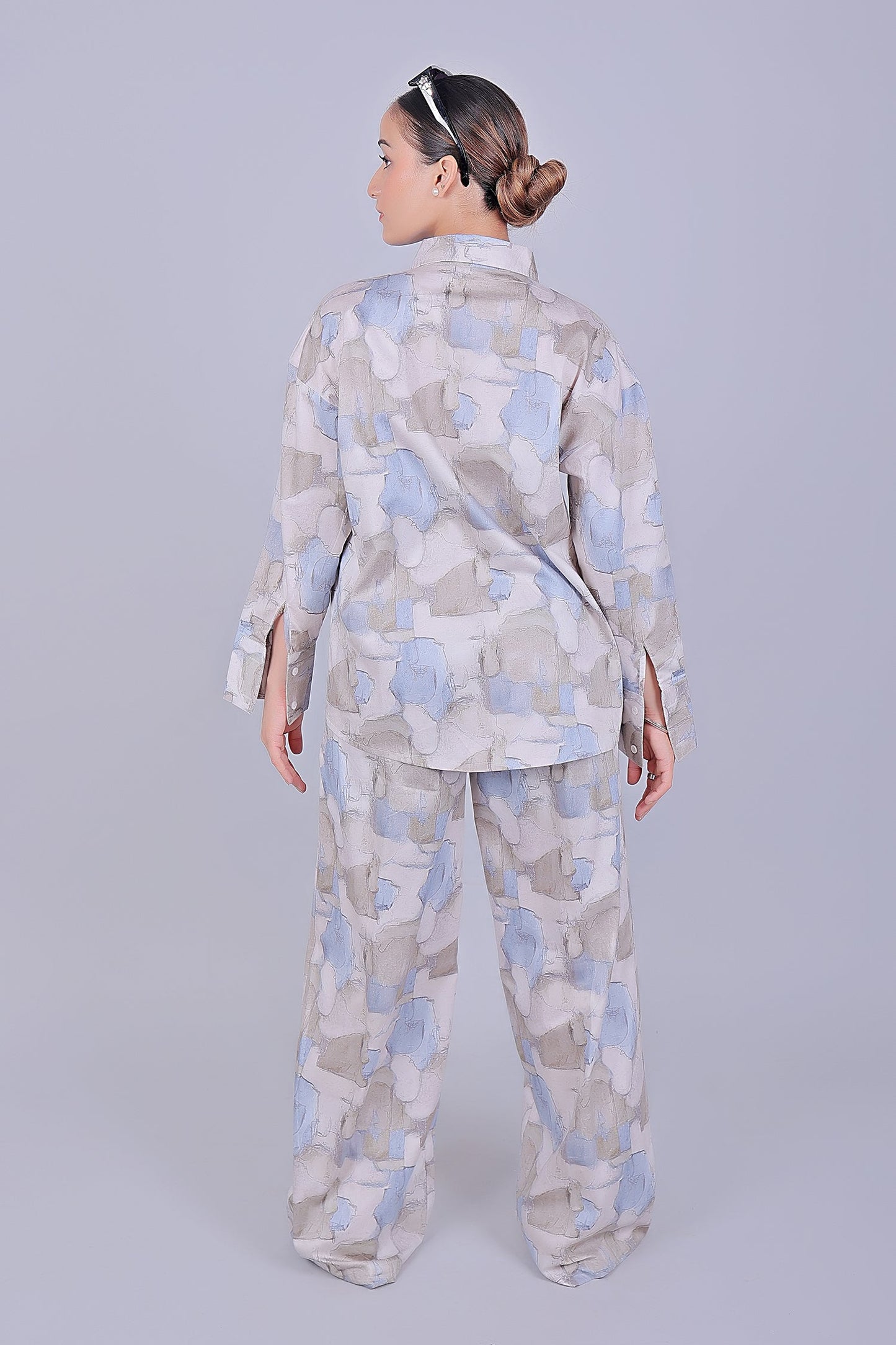 Bluebird Women's Printed Co-ord Set Grey - Swadesiicart