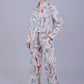 Bluebird Women's Printed Co-ord Set White Orange Leaf - Swadesiicart