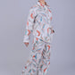 Bluebird Women's Printed Co-ord Set White Orange Leaf - Swadesiicart