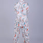 Bluebird Women's Printed Co-ord Set White Orange Leaf - Swadesiicart