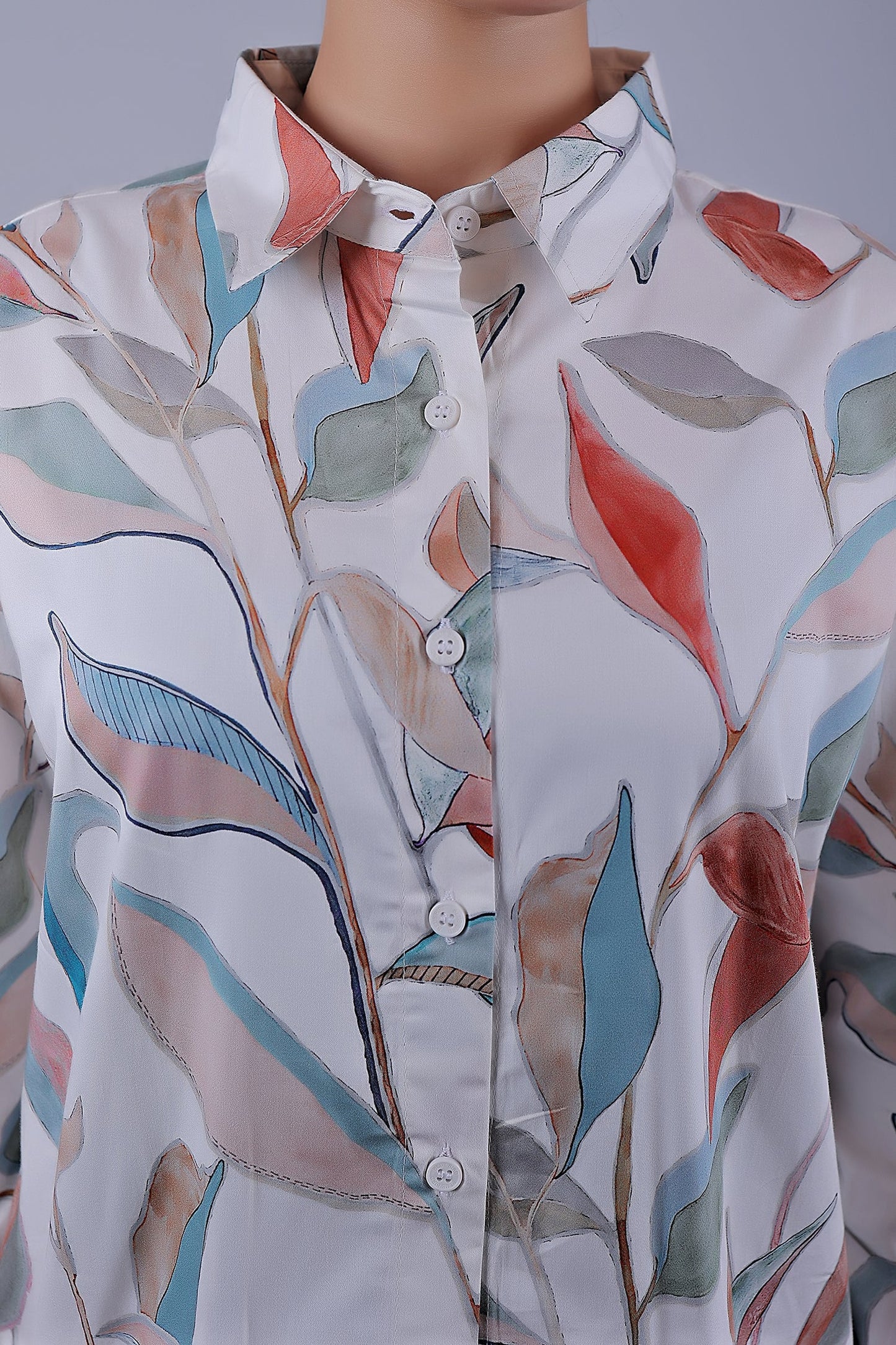Bluebird Women's Printed Co-ord Set White Orange Leaf - Swadesiicart