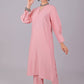 Bluesaanchi Women's Baby Pink Kurti With Trouser Pajama Set | Swadesiicart