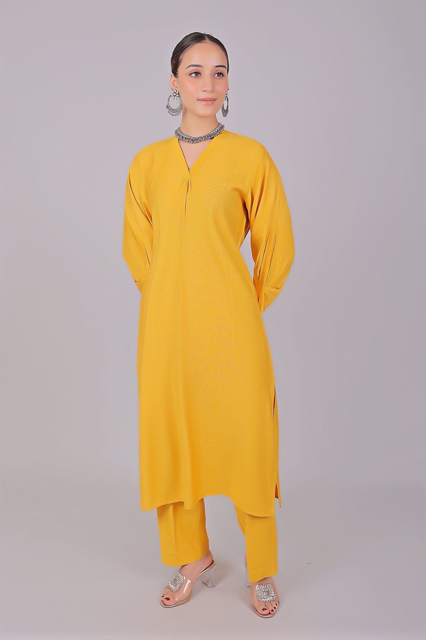 Bluesaanchi Women's Yellow Kurti With Trouser Pajama Set | Swadesiicart
