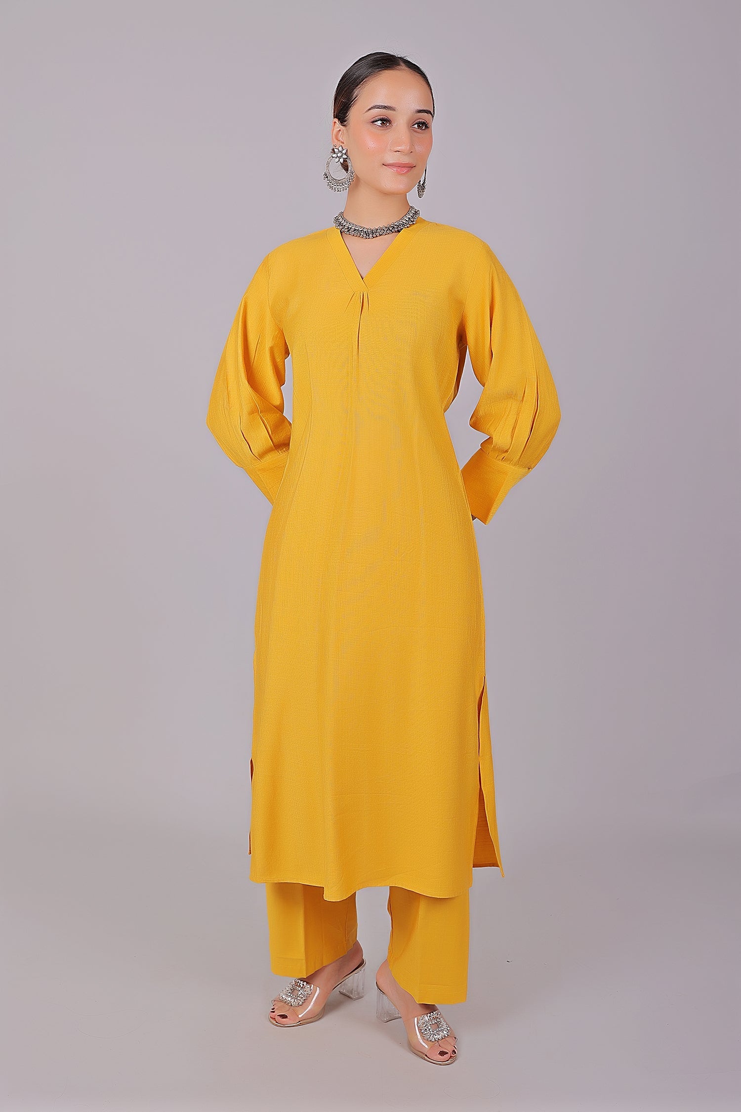 Bluesaanchi Women's Yellow Kurti With Trouser Pajama Set | Swadesiicart