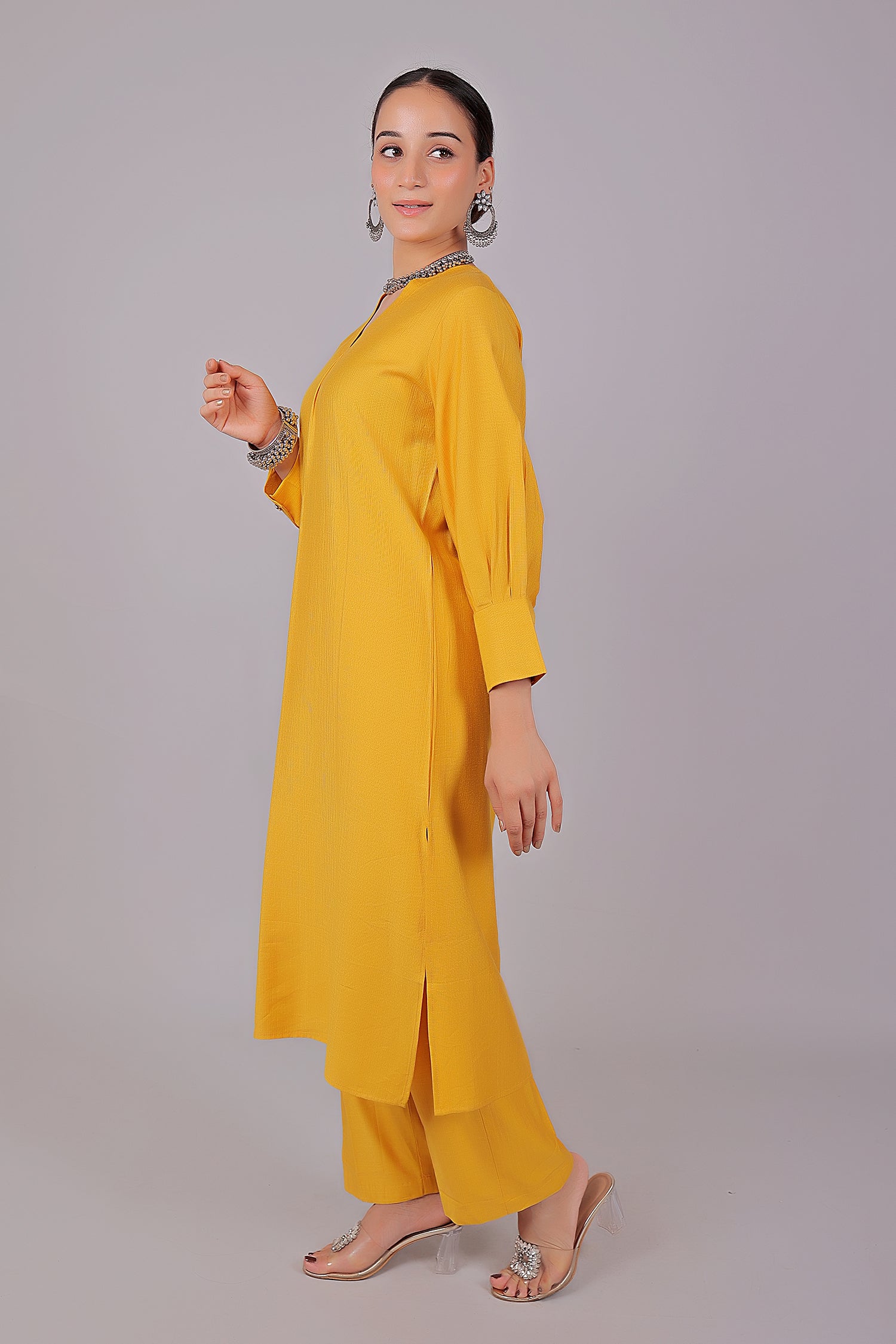 Bluesaanchi Women's Yellow Kurti With Trouser Pajama Set | Swadesiicart