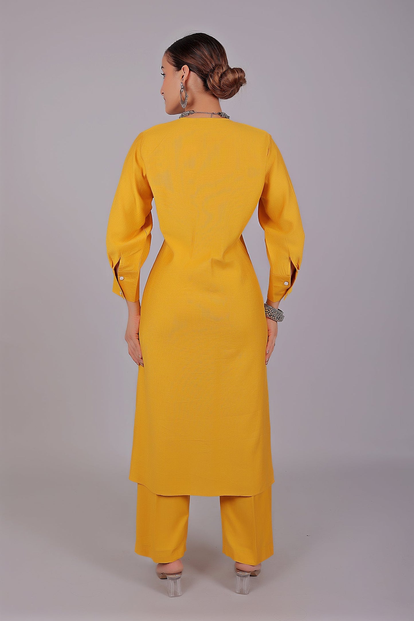 Bluesaanchi Women's Yellow Kurti With Trouser Pajama Set | Swadesiicart