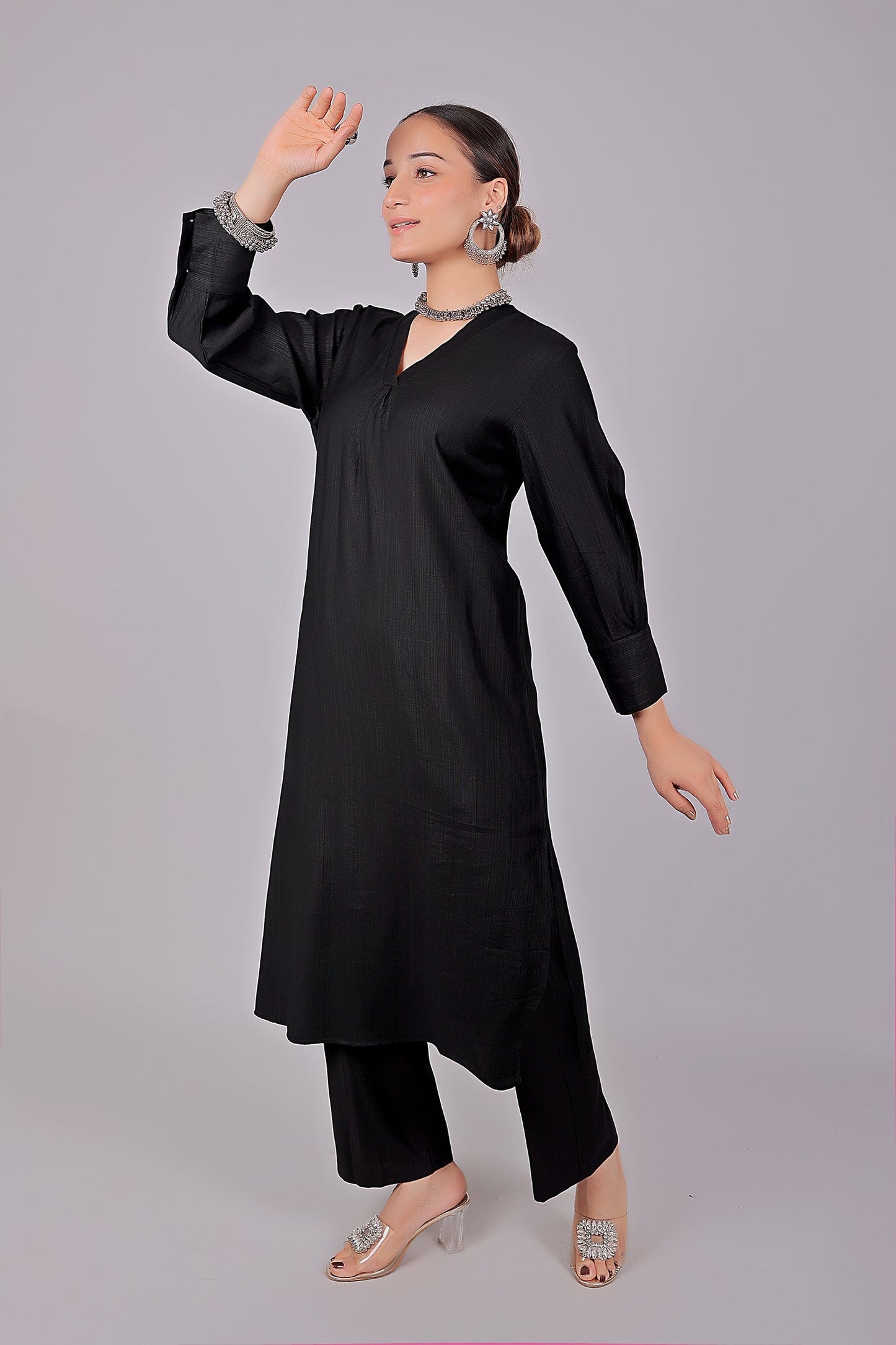 Bluesaanchi Women's Black Kurti With Trouser Pajama Set | Swadesiicart