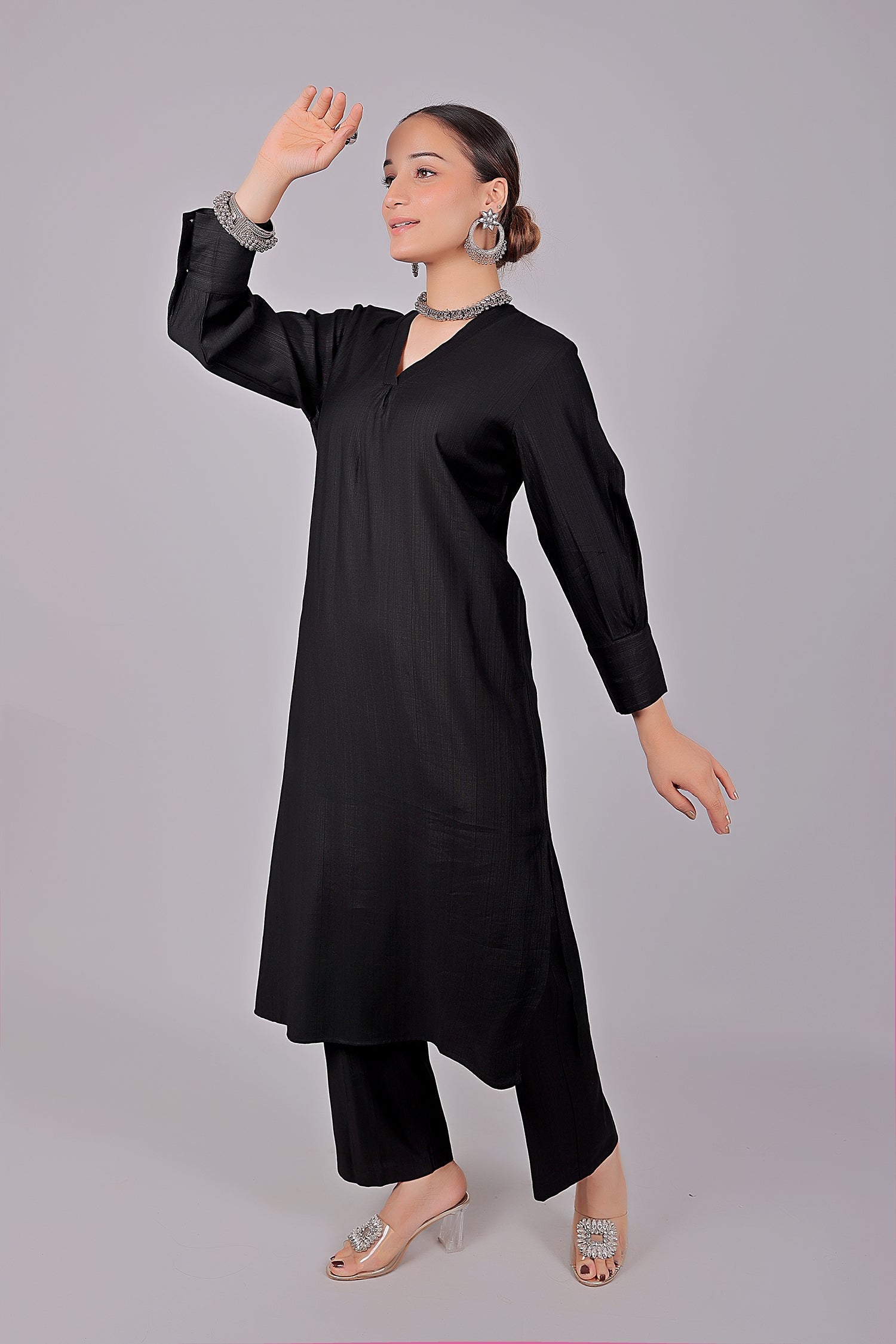 Bluesaanchi Women's Black Kurti With Trouser Pajama Set | Swadesiicart