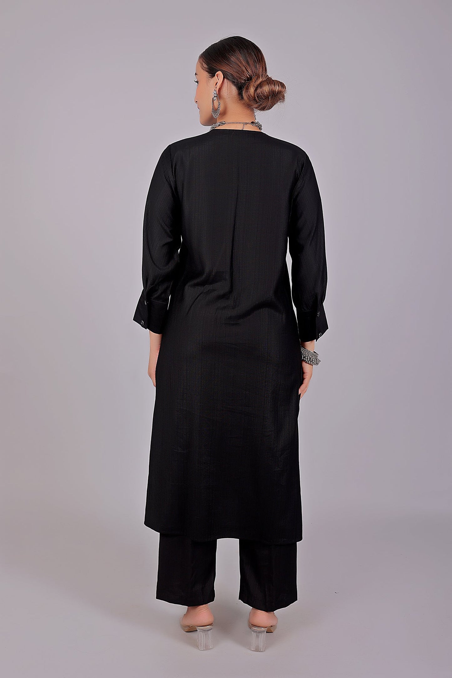 Bluesaanchi Women's Black Kurti With Trouser Pajama Set | Swadesiicart