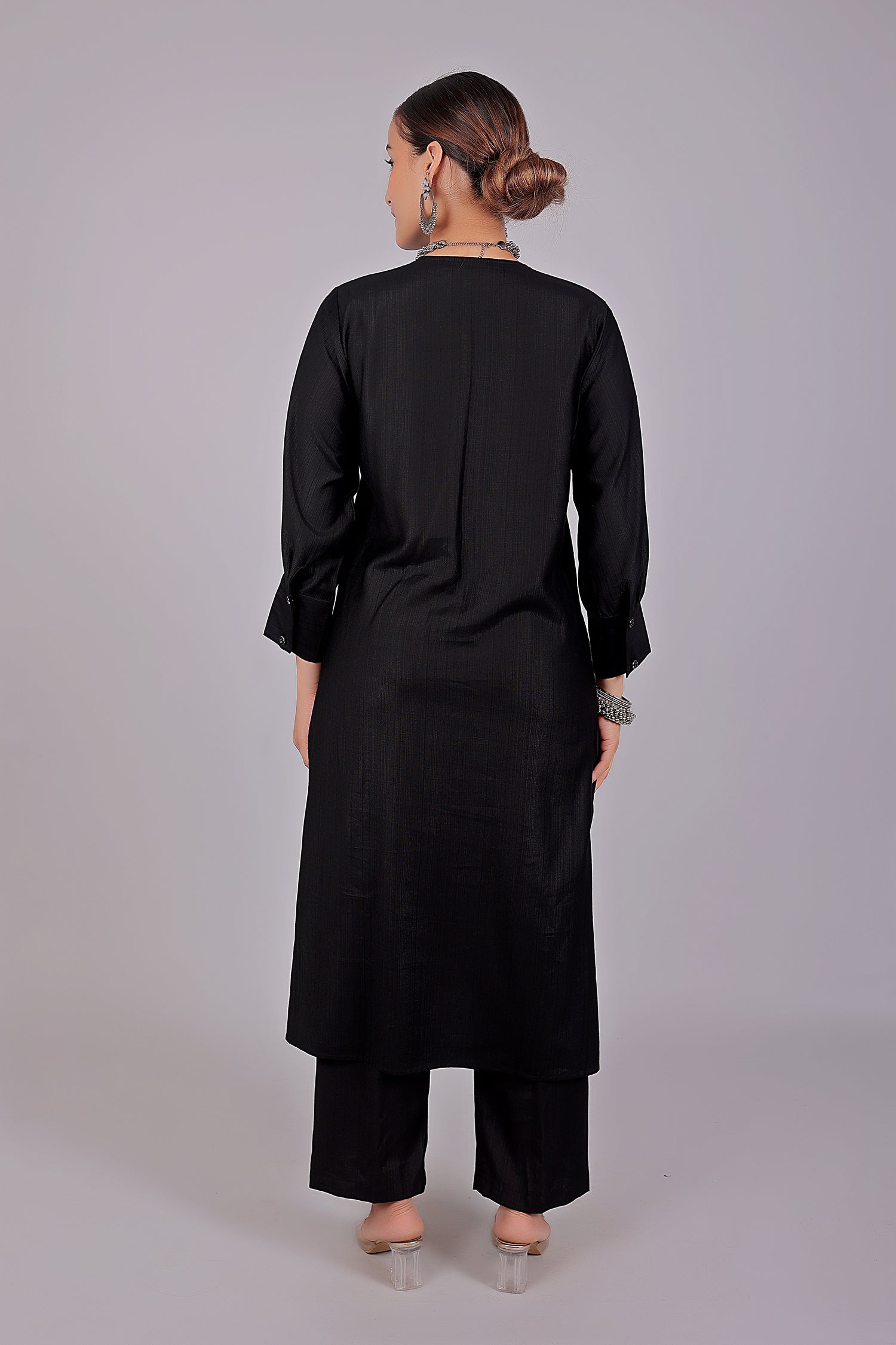 Bluesaanchi Women's Black Kurti With Trouser Pajama Set | Swadesiicart