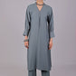 Bluesaanchi Women's Grey Kurti With Trouser Pajama Set | Swadesiicart