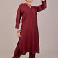 Bluesaanchi Women's Maroon Kurti With Trouser Pajama Set | Swadesiicart
