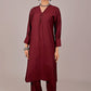 Bluesaanchi Women's Maroon Kurti With Trouser Pajama Set | Swadesiicart