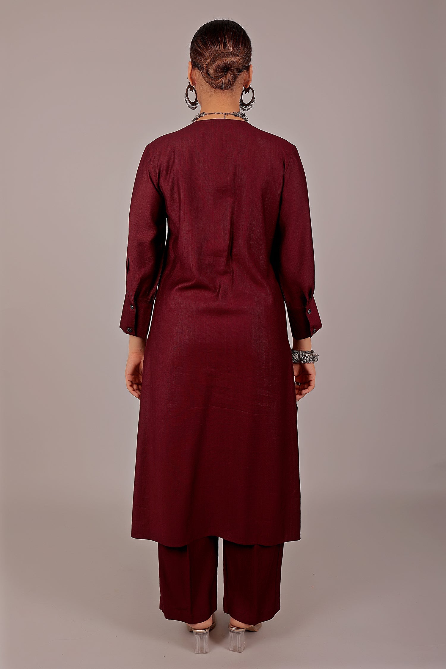 Bluesaanchi Women's Maroon Kurti With Trouser Pajama Set | Swadesiicart
