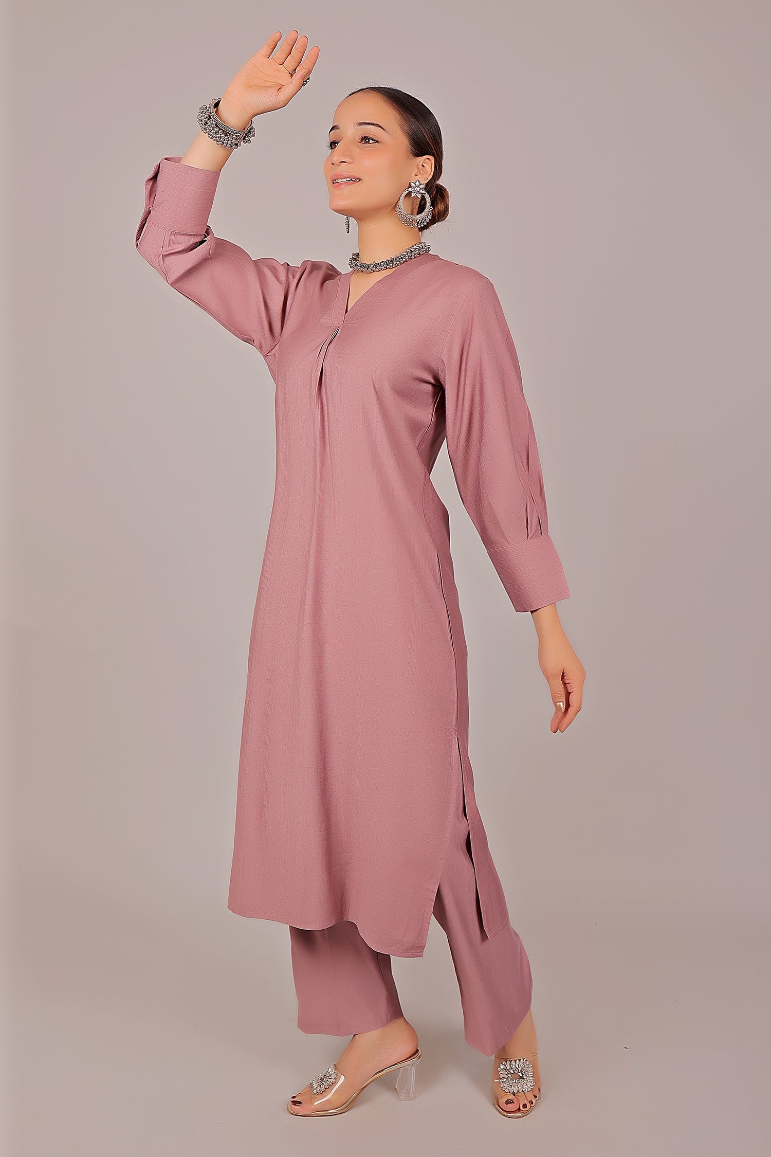 Bluesaanchi Women's Rosewater Kurti With Trouser Pajama Set | Swadesiicart