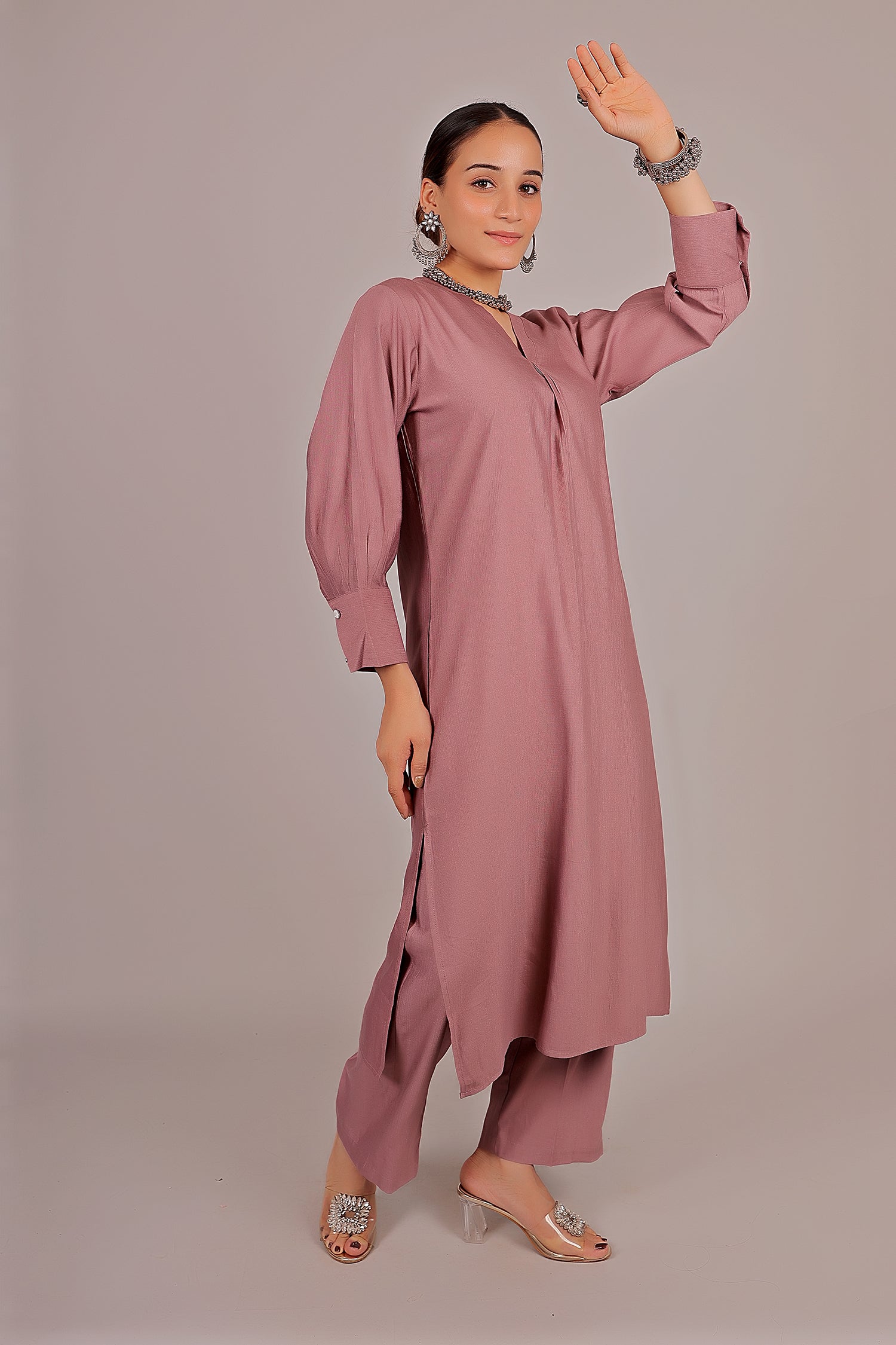Bluesaanchi Women's Rosewater Kurti With Trouser Pajama Set | Swadesiicart
