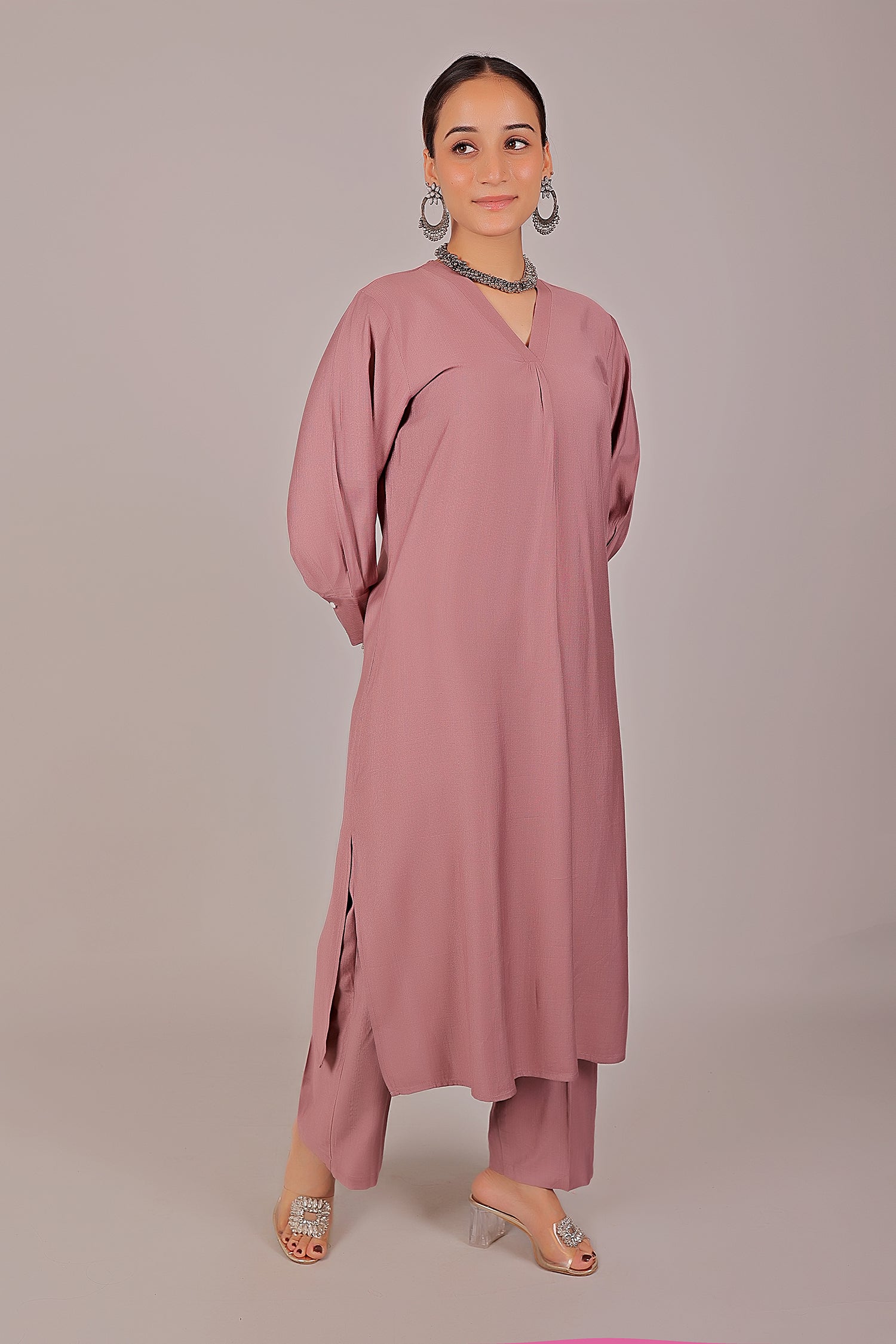 Bluesaanchi Women's Rosewater Kurti With Trouser Pajama Set | Swadesiicart