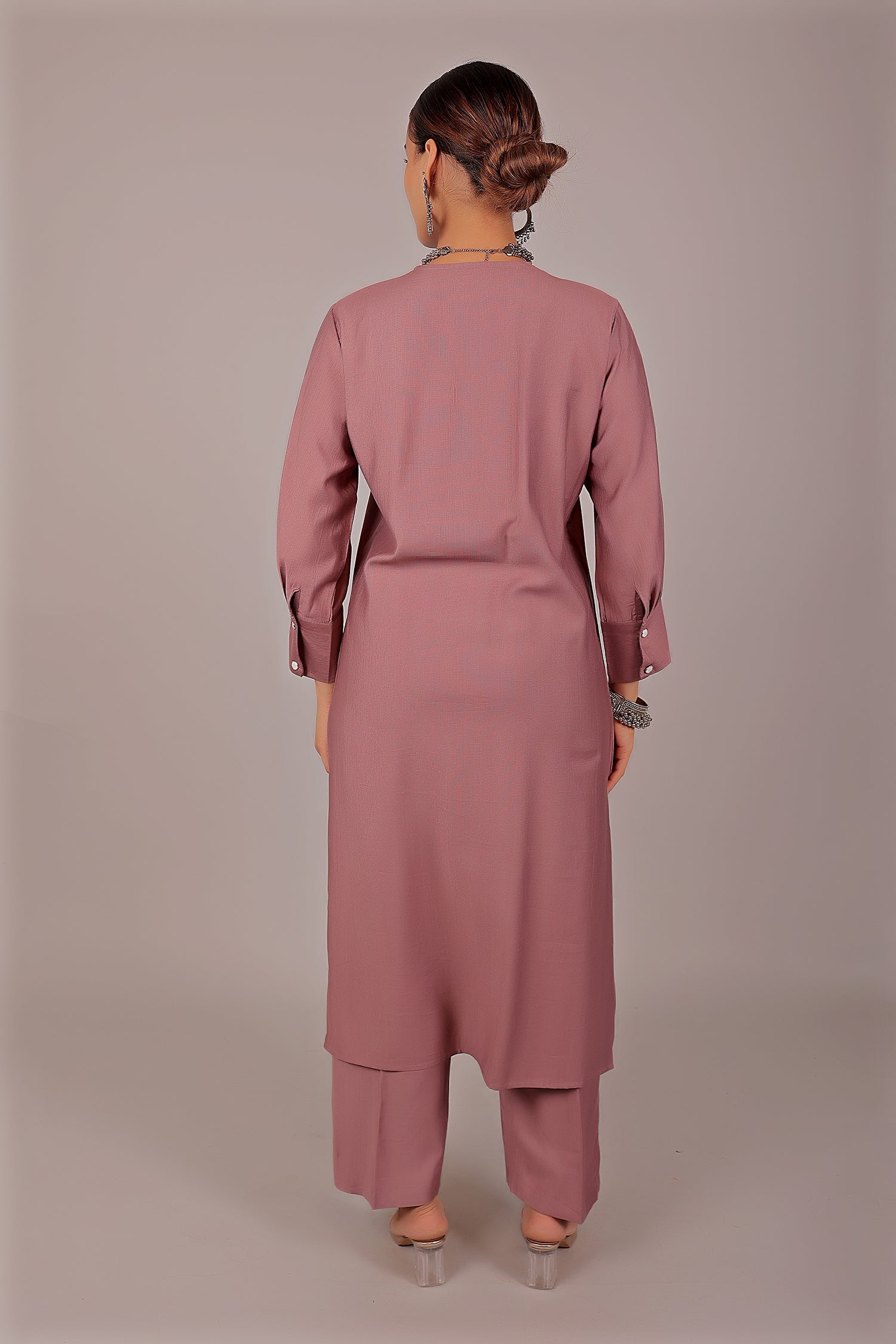 Bluesaanchi Women's Rosewater Kurti With Trouser Pajama Set | Swadesiicart