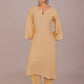 Bluesaanchi Women's Beige Kurti Pajama Set | Swadesiicart
