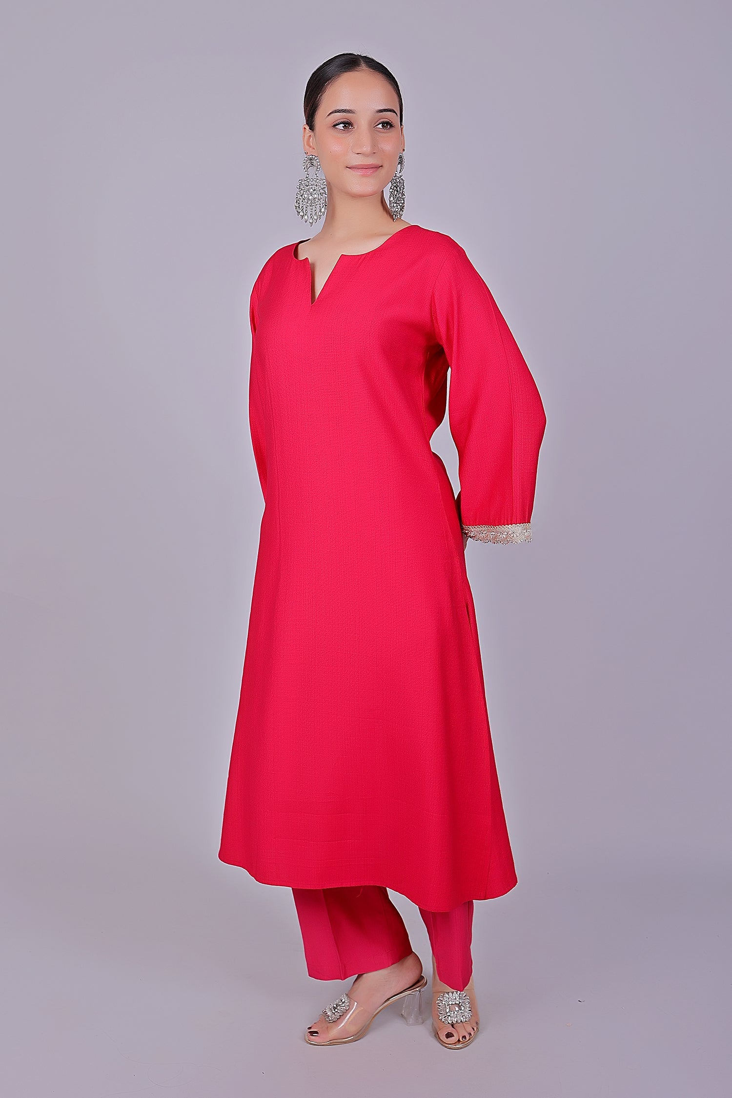 Bluesaanchi Women's Hot Pink Kurti Pajama Set | Swadesiicart