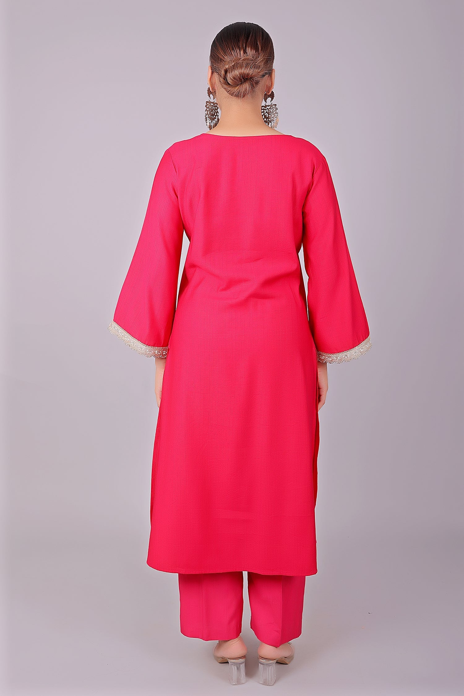 Bluesaanchi Women's Hot Pink Kurti Pajama Set | Swadesiicart