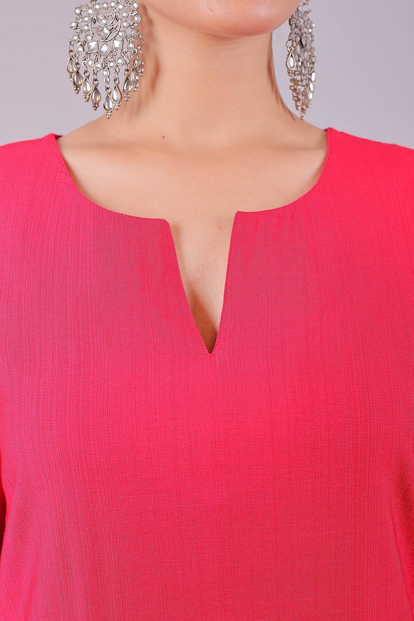 Bluesaanchi Women's Hot Pink Kurti Pajama Set | Swadesiicart