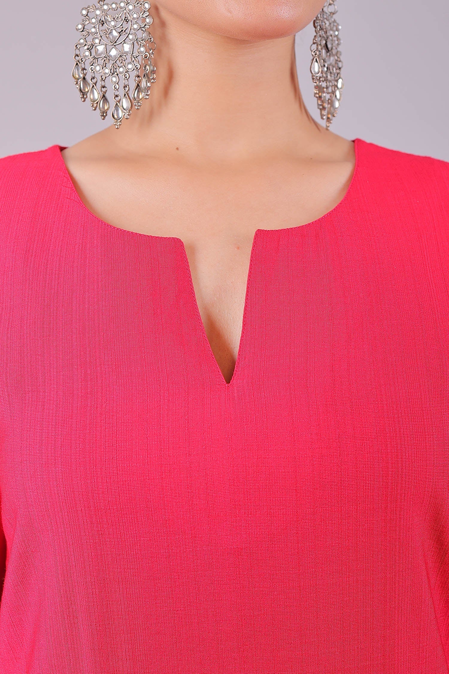 Bluesaanchi Women's Hot Pink Kurti Pajama Set | Swadesiicart