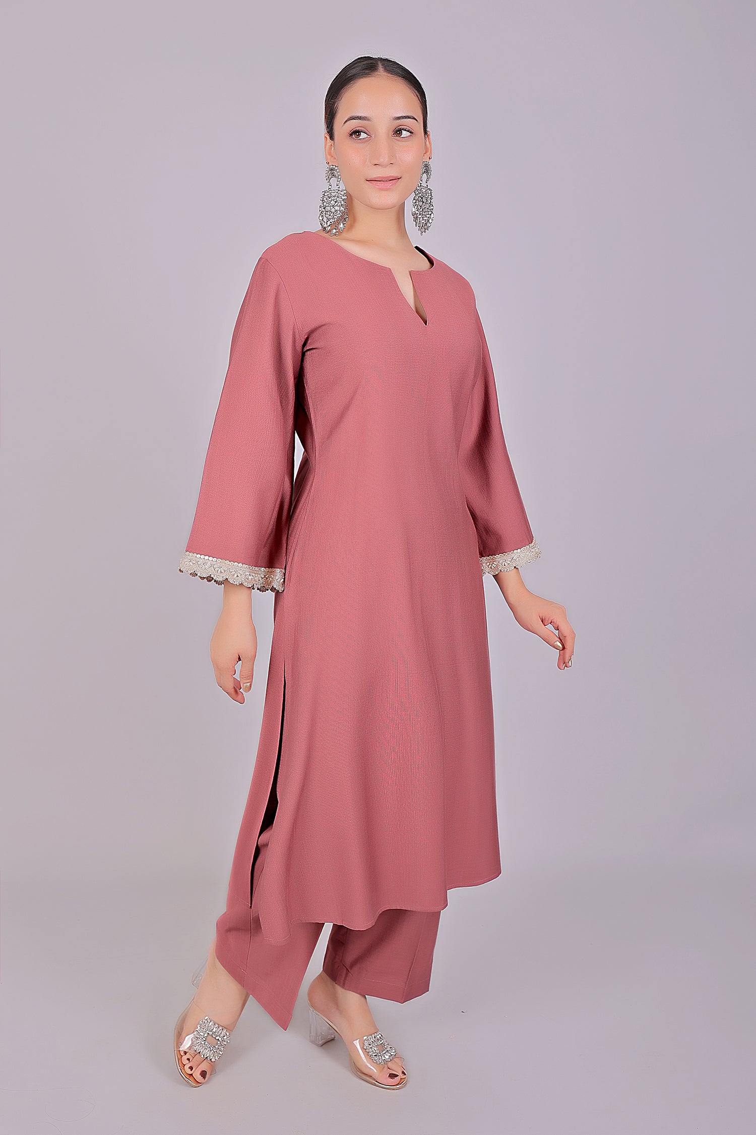 Bluesaanchi Women's Mauve Kurti Pajama Set | Swadesiicart