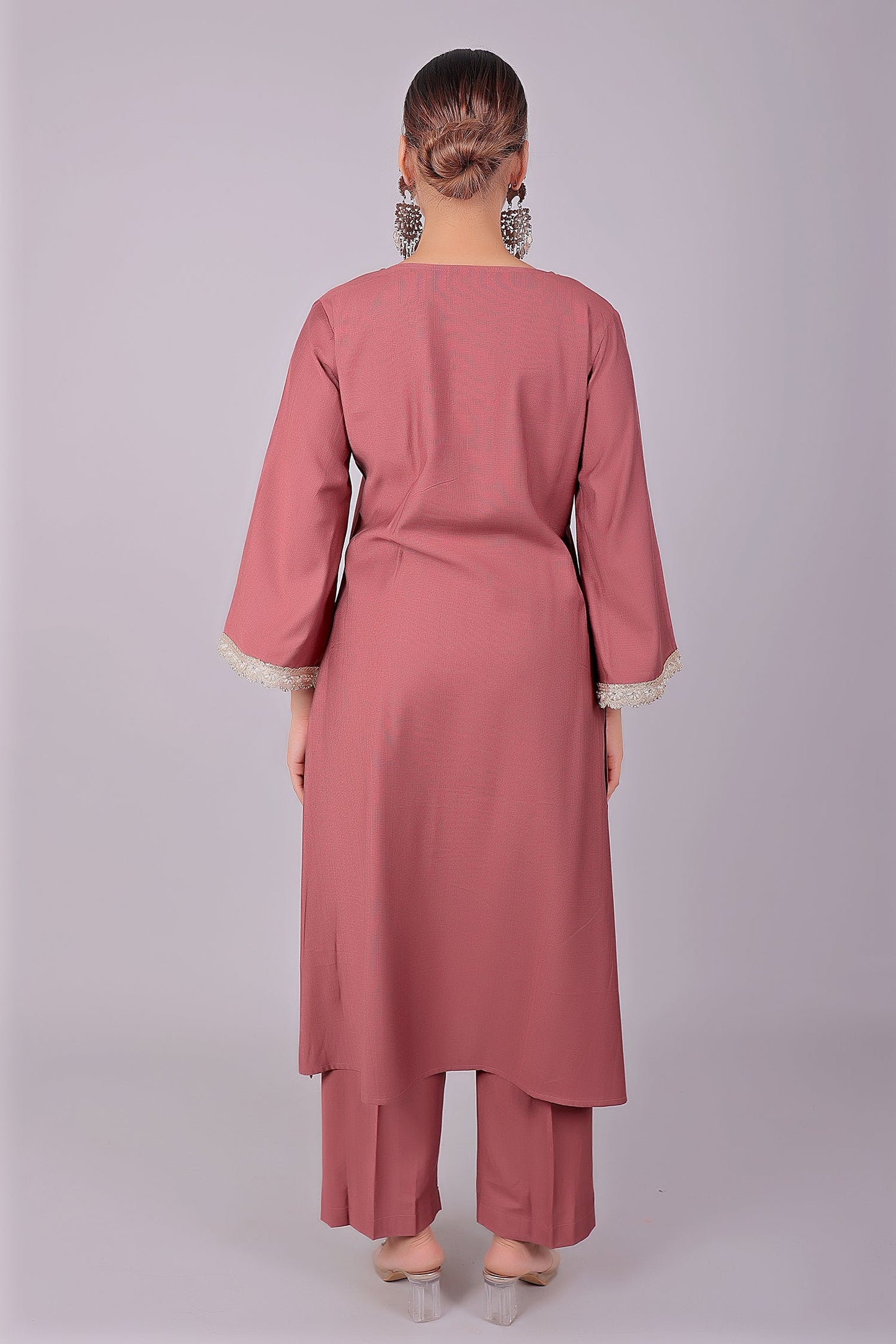 Bluesaanchi Women's Mauve Kurti Pajama Set | Swadesiicart