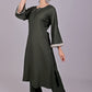Bluesaanchi Women's Dark Green Kurti Pajama Set | Swadesiicart