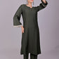Bluesaanchi Women's Dark Green Kurti Pajama Set | Swadesiicart