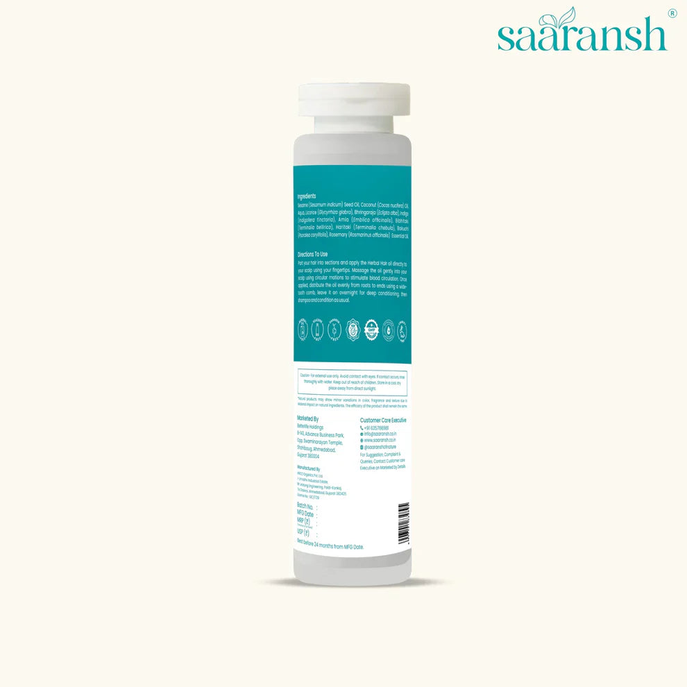 Saaransh Herbal Hair Oil | Bhringraj | Amla | Brahmi | Rosemary | 200ml