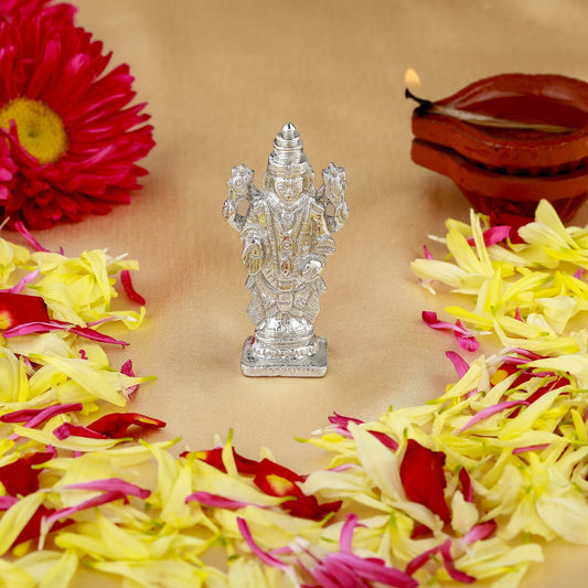 Estele Rhodium Plated Lord Tirupati Balaji Idol Showpiece for Pooja Mandir/ Home Decorative - Swadesiicart