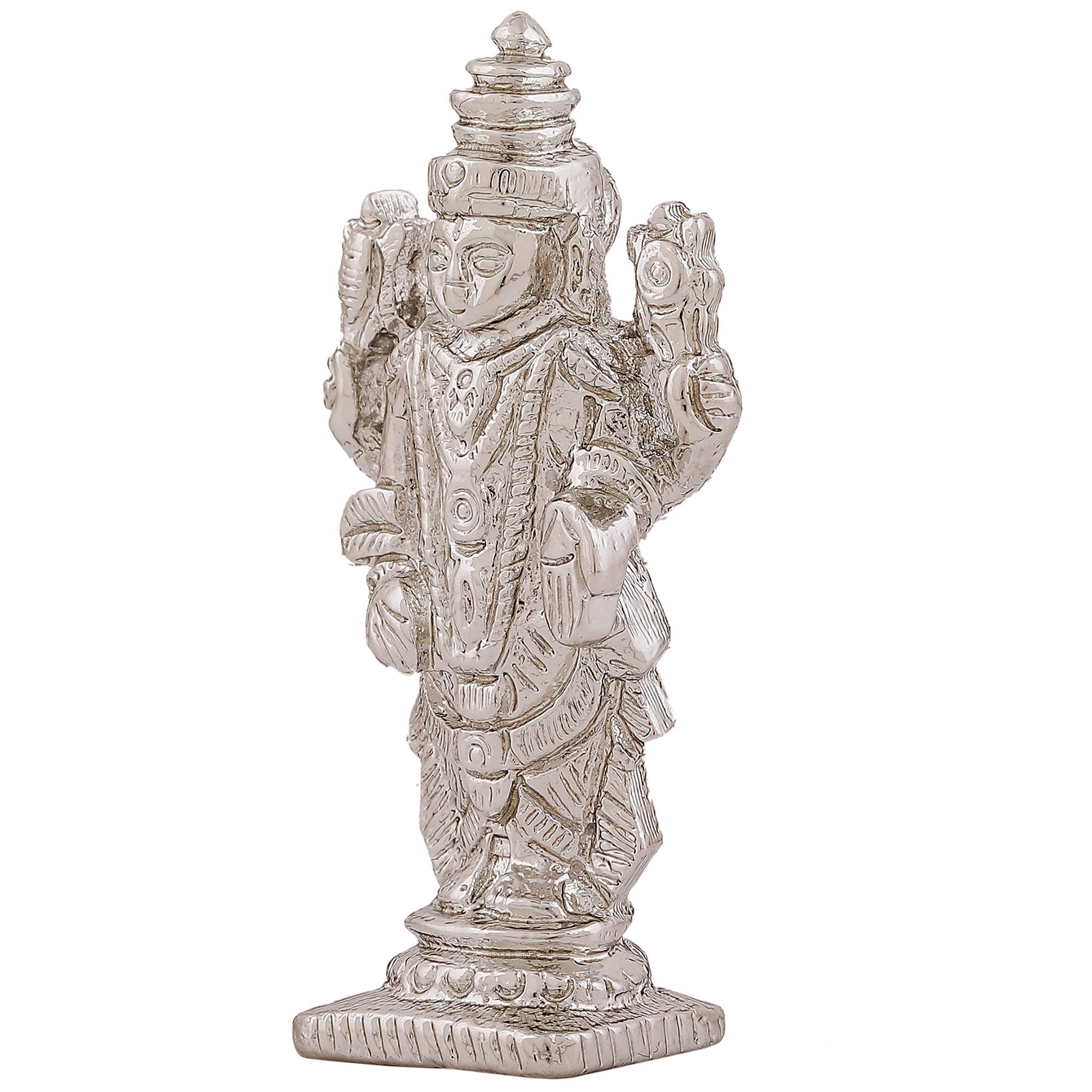 Estele Rhodium Plated Lord Tirupati Balaji Idol Showpiece for Pooja Mandir/ Home Decorative - Swadesiicart